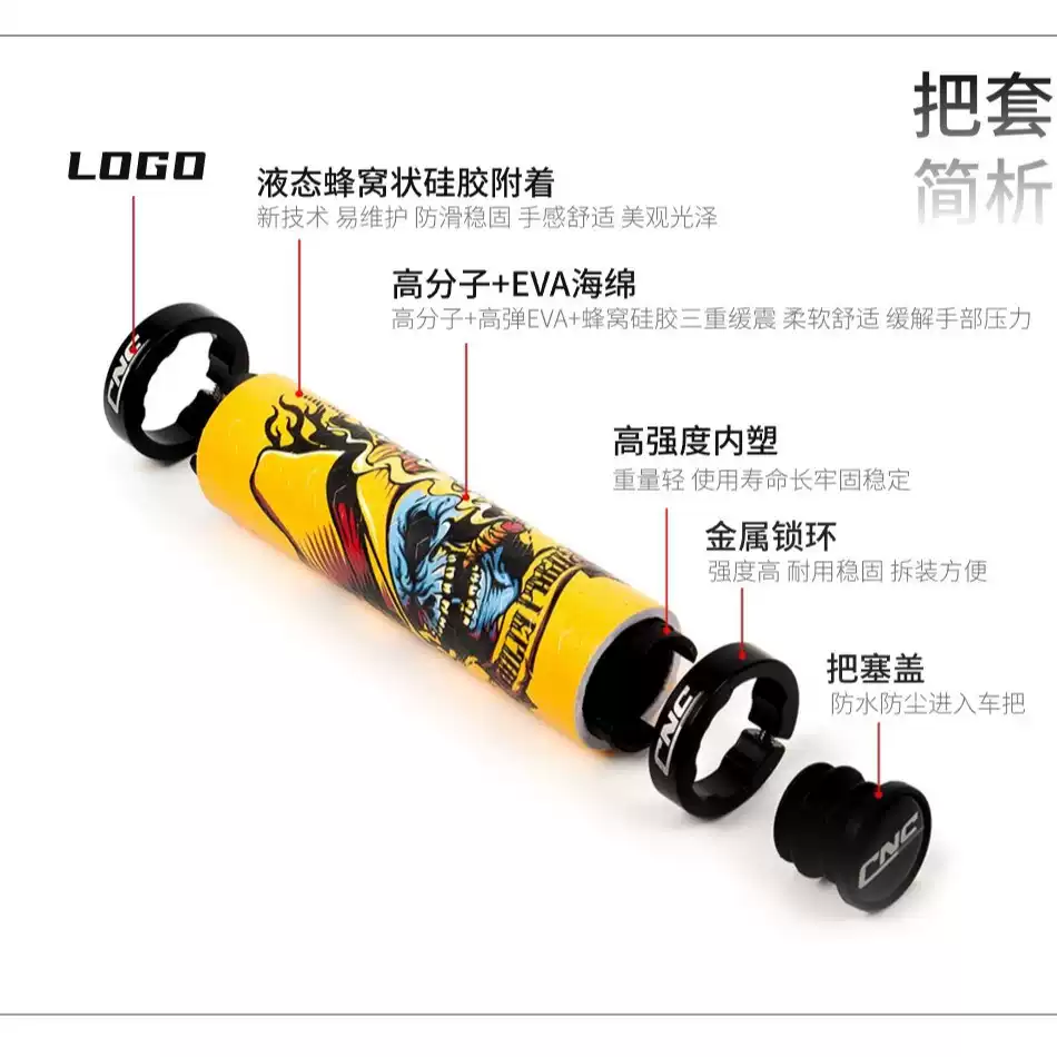 山地车自行车把套印花双变锁死飞防滑减震国际手势把套骑行配件