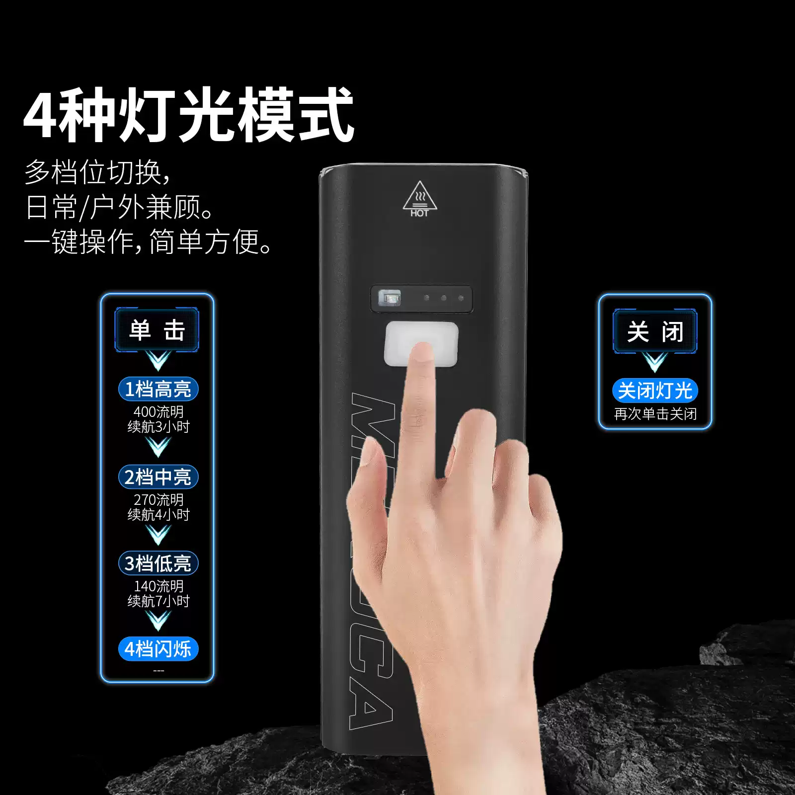 自行车车灯铝合金夜骑吊装自行车单车前灯400流明尾灯骑行装备