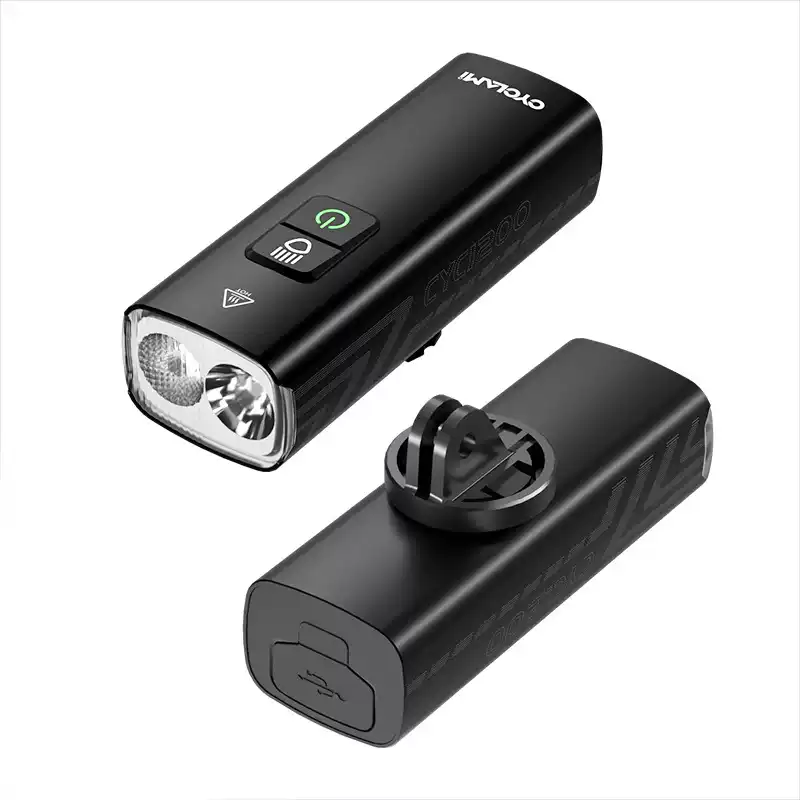 自行车灯前灯铝合金夜骑强光手电筒1200流明车前灯骑行正吊装装备