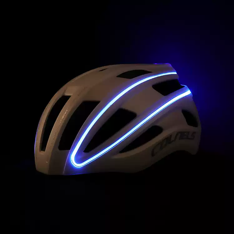 公路车骑行头盔带LED尾灯炫彩灯条透气山地自行车夜骑行安全帽